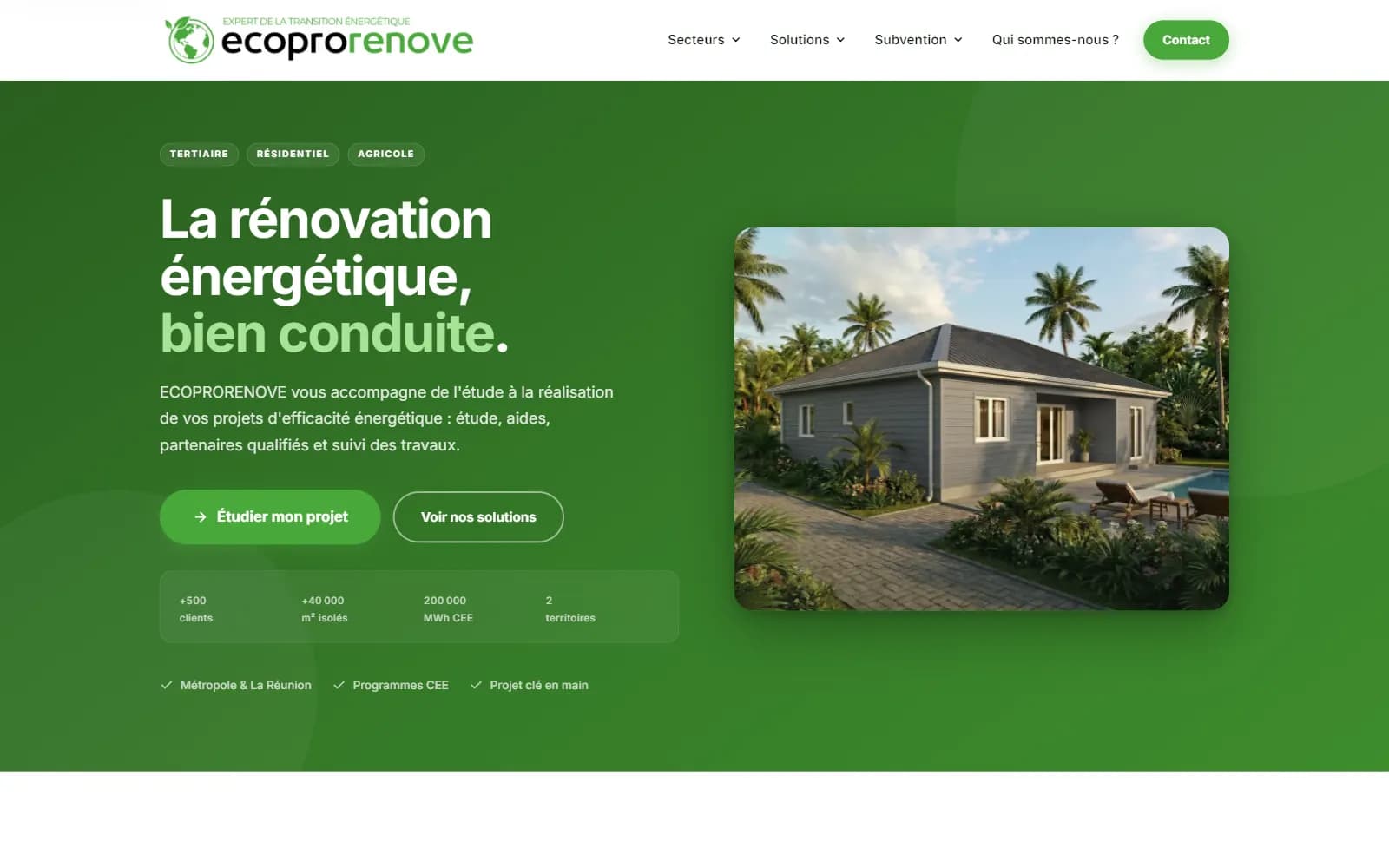 ecoprorenove.fr, Un site, trois audiences, des leads qualifiés à l'entrée.