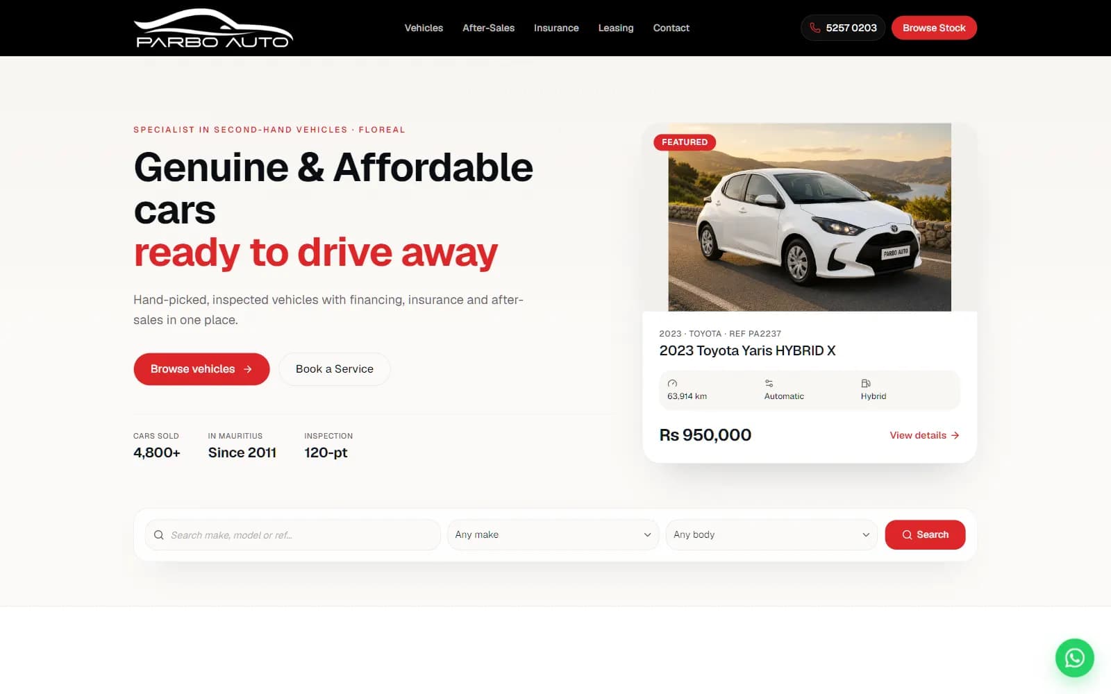 Parbo Auto, website by Influxe